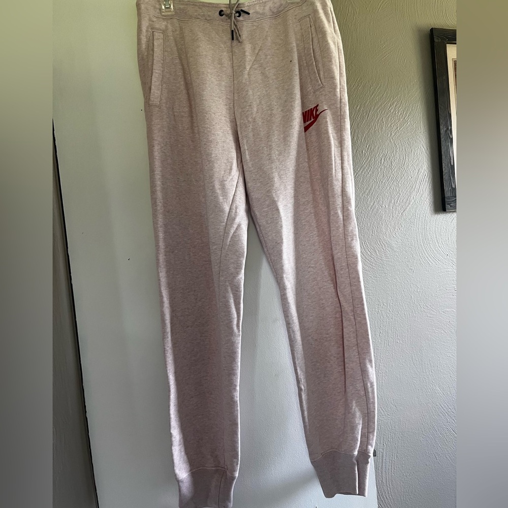 Nike Gray and Red Joggers Relaxed Fit Sweatpants